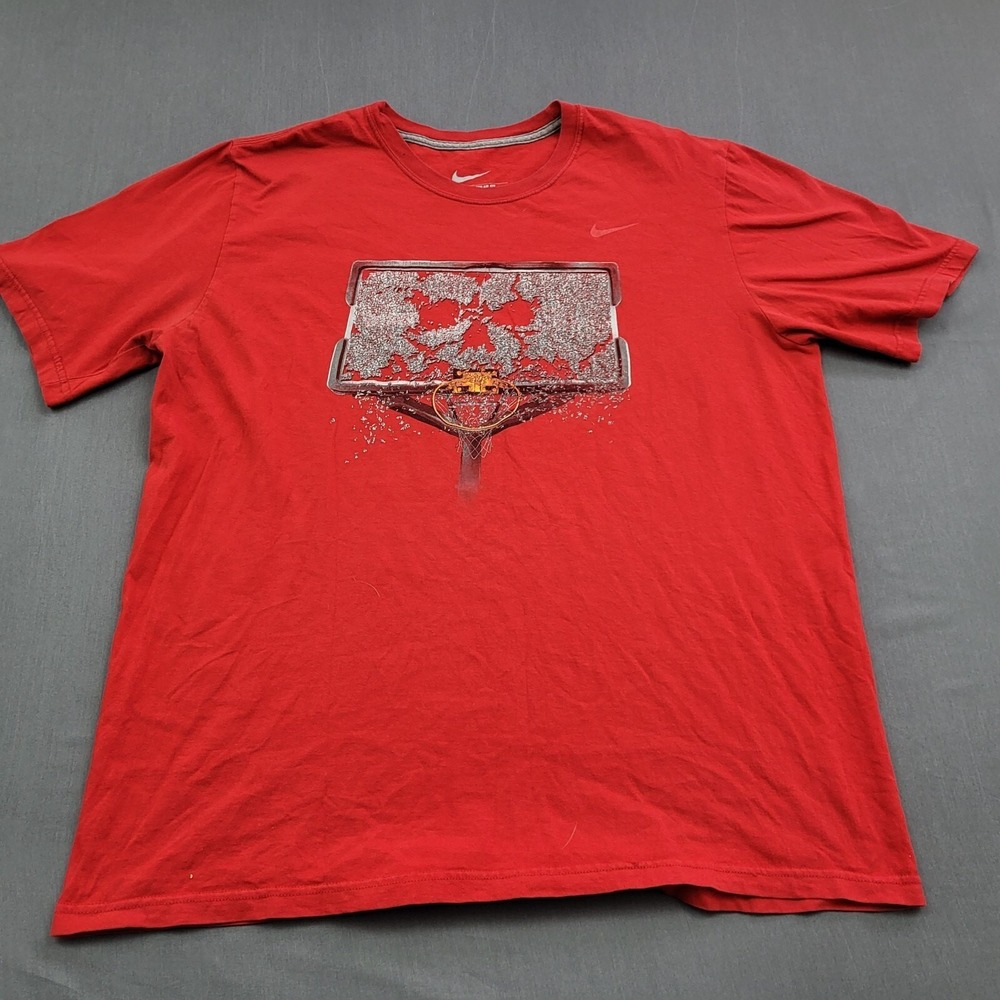 Nike Mens XL Red Basketball Shattered‎ Backboard Graphic T-Shirt Regular Fit